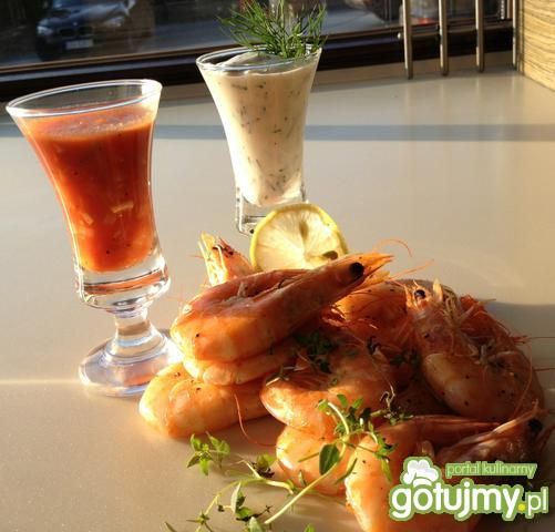 Wspaniałe krewetki i dwa sosy. Wspaniałe krewetki i dwa sosy.
