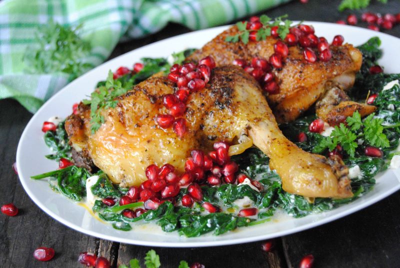 Wybuchowe udka na szpinaku