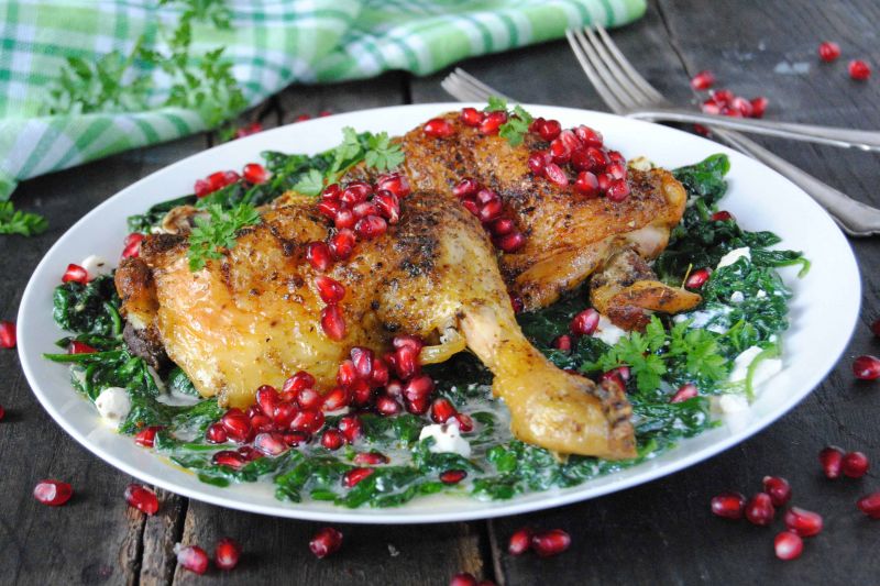 Wybuchowe udka na szpinaku