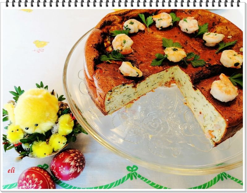 Wytrawny sernik Eli z krewetkami  Wytrawny sernik Eli z krewetkami