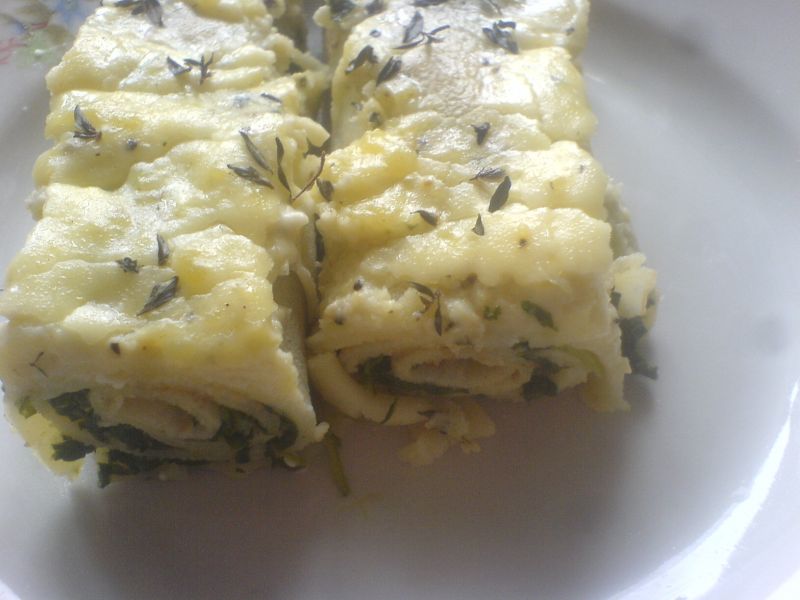 Zapiekane naleśniki ze szpinakiem