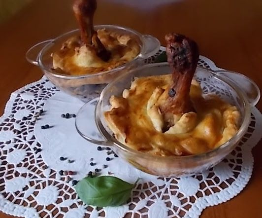 Zapiekane pałki z kapustą i pieczarkami