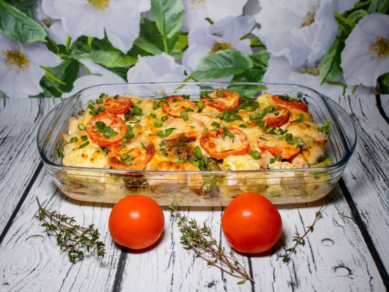 Zapiekane warzywa z kurczakiem