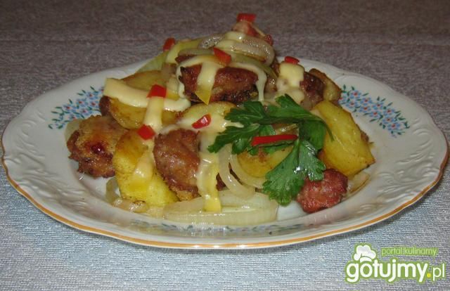 Zapiekane ziemniaczki z racuchami mięsny