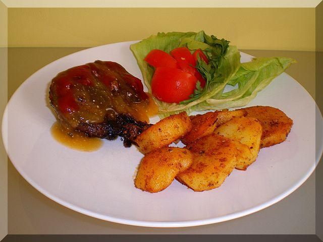 Zapiekane ziemniaczki z szynką i mango 