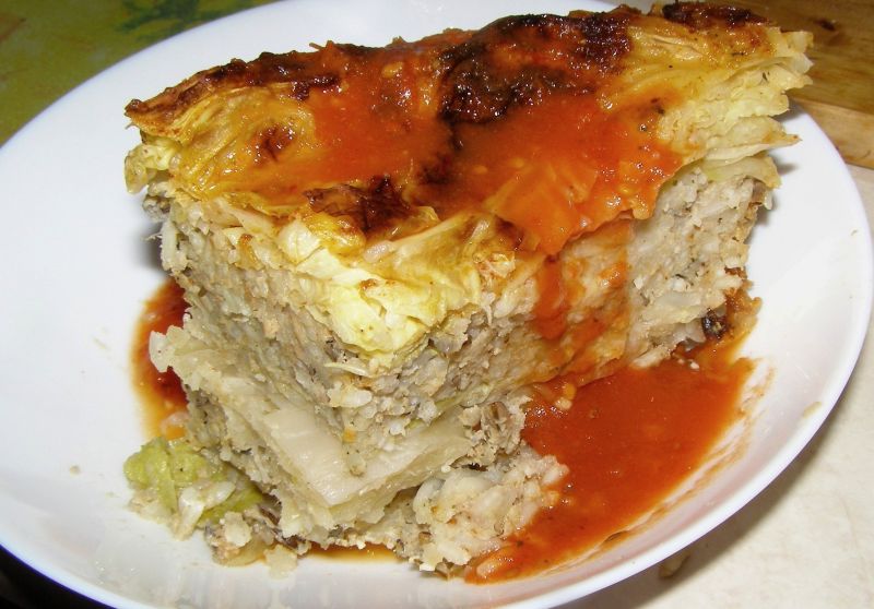 Zapiekanka kapuściana z farszem gołąbkowym Zapiekanka kapuściana z farszem gołąbkowym