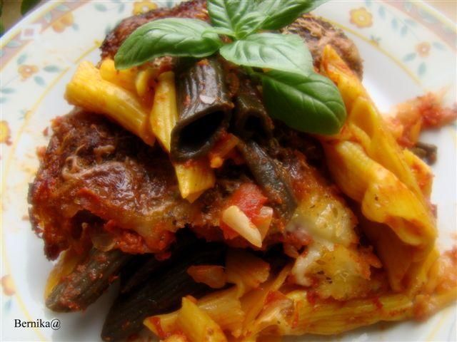 Zapiekanka - makaron z kulkami mięsnymi