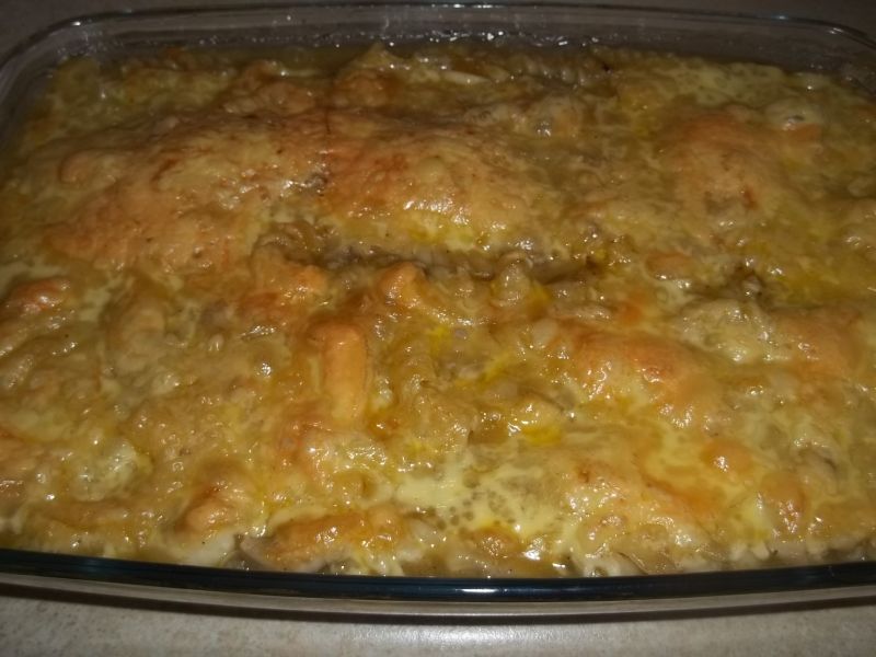 Zapiekanka makaronowa z pieczarkami