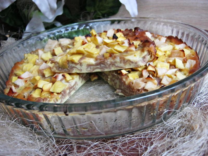 Zapiekanka makaronowa z twarogiem i mango zgruszką Zapiekanka makaronowa z twarogiem i mango zgruszką