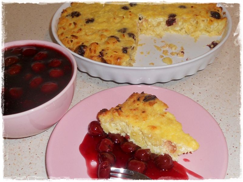 Zapiekanka makaronowo serowa z wiśniami Zapiekanka makaronowo serowa z wiśniami