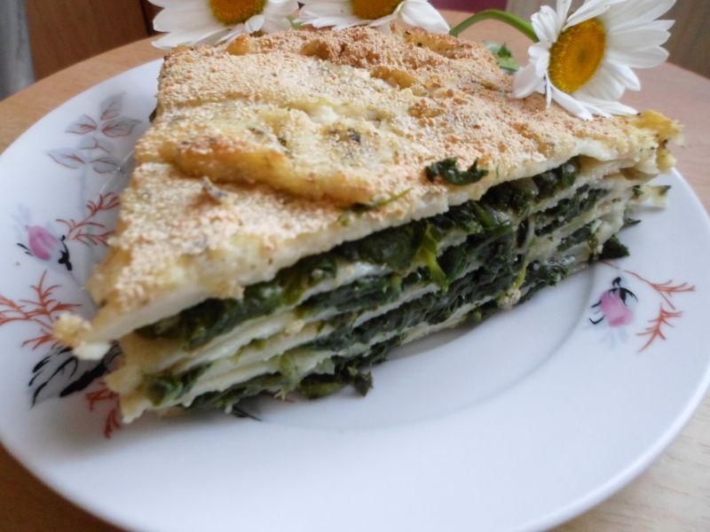 Zapiekanka naleśnikowa ze szpinakiem