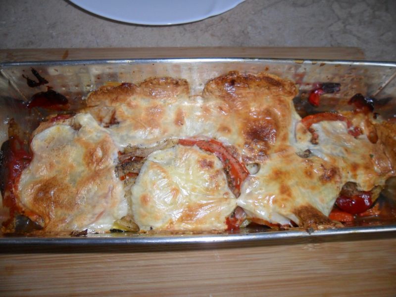 Zapiekanka pomidorowo - cukiniowa