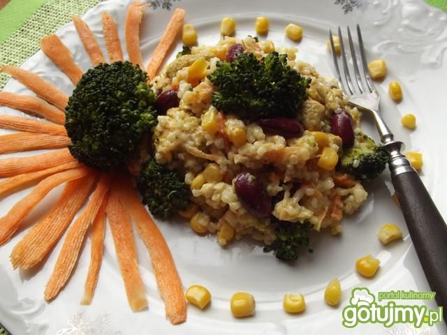 Zapiekanka ryżowa z kurczakiem curry