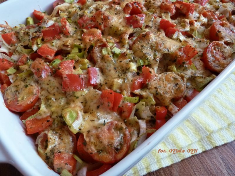 Zapiekanka warzywna z polędwiczką wieprzową