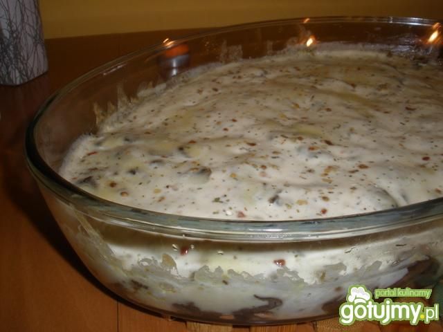 Zapiekanka z karkówką i pieczarkami