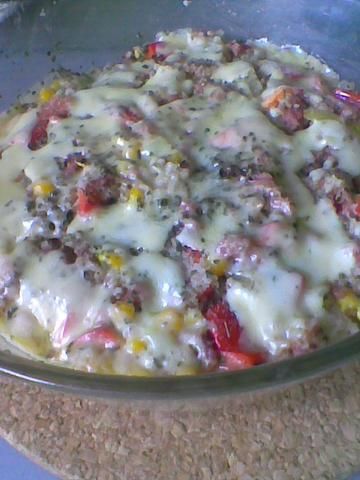 Zapiekanka z kaszą jęczmienną i mielonym Zapiekanka z kaszą jęczmienną i mielonym