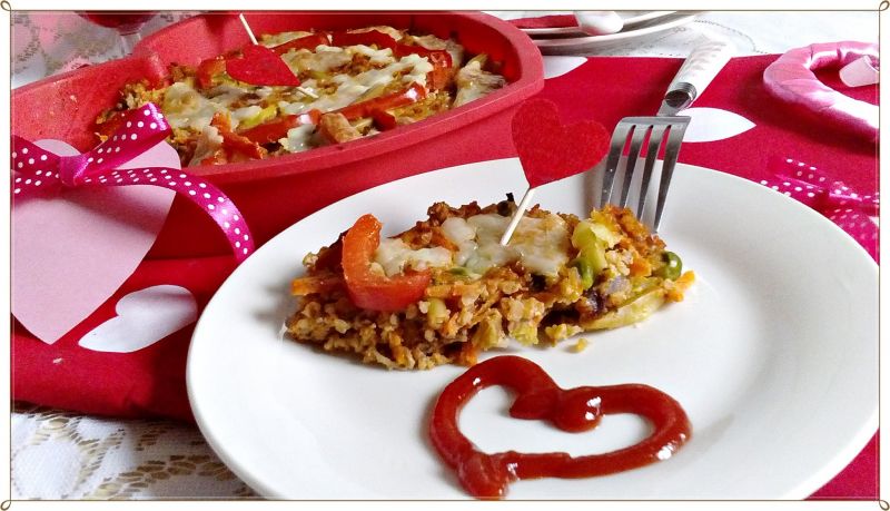 Zapiekanka z kaszy orkiszowej z warzywami