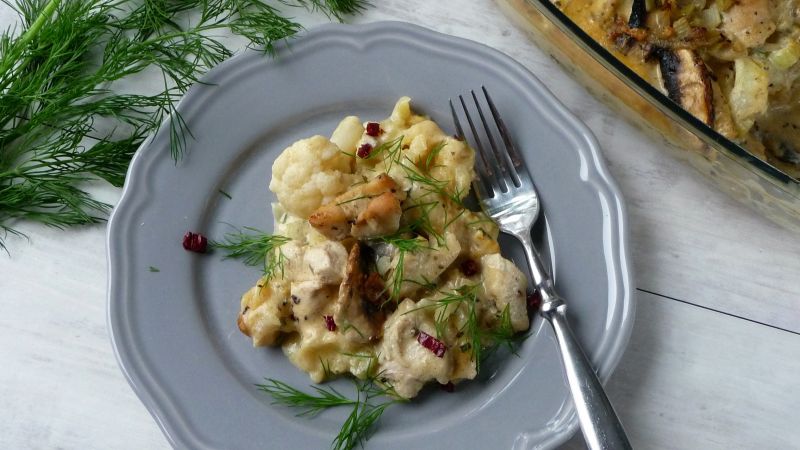 Zapiekanka z kurczakiem i makaronem  