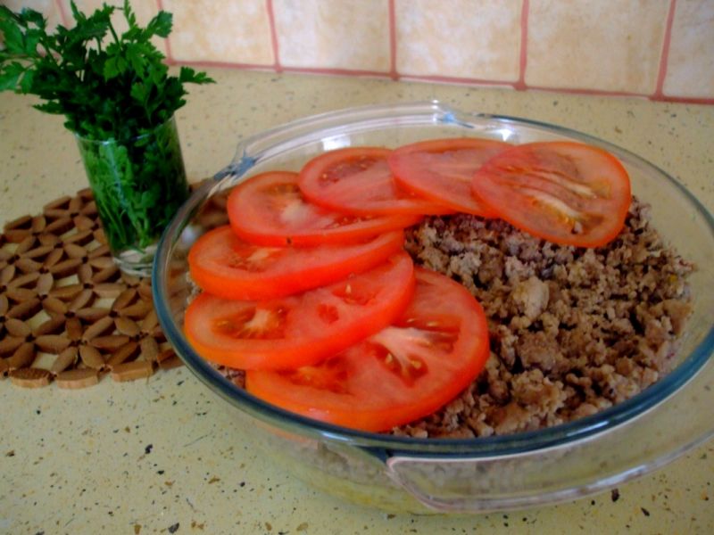 Zapiekanka z mięsa mielonego i ryżu Zapiekanka z mięsa mielonego i ryżu