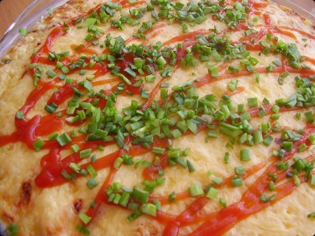 Zapiekanka z penne pełnoziarnistym.