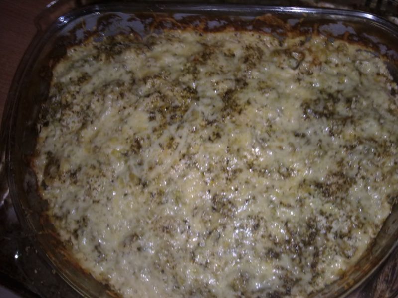 Zapiekanka z piersią kurczaka i porem