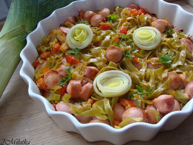 Zapiekanka z porem i makaronem