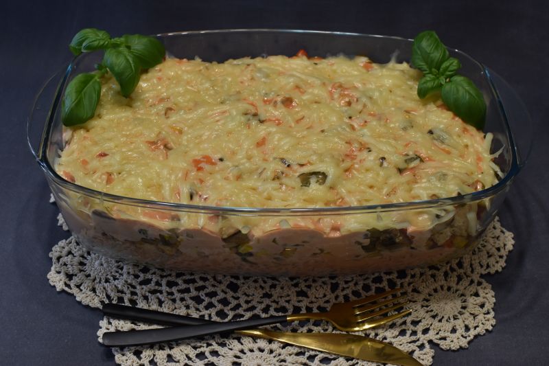 Zapiekanka z ryżem i kurczakiem Zapiekanka z ryżem i kurczakiem