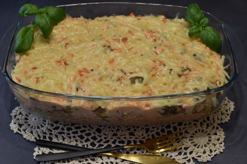 Zapiekanka z ryżem i kurczakiem Zapiekanka z ryżem i kurczakiem