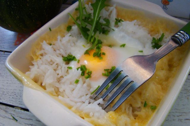 Zapiekanka z ryżu sera i jajka 