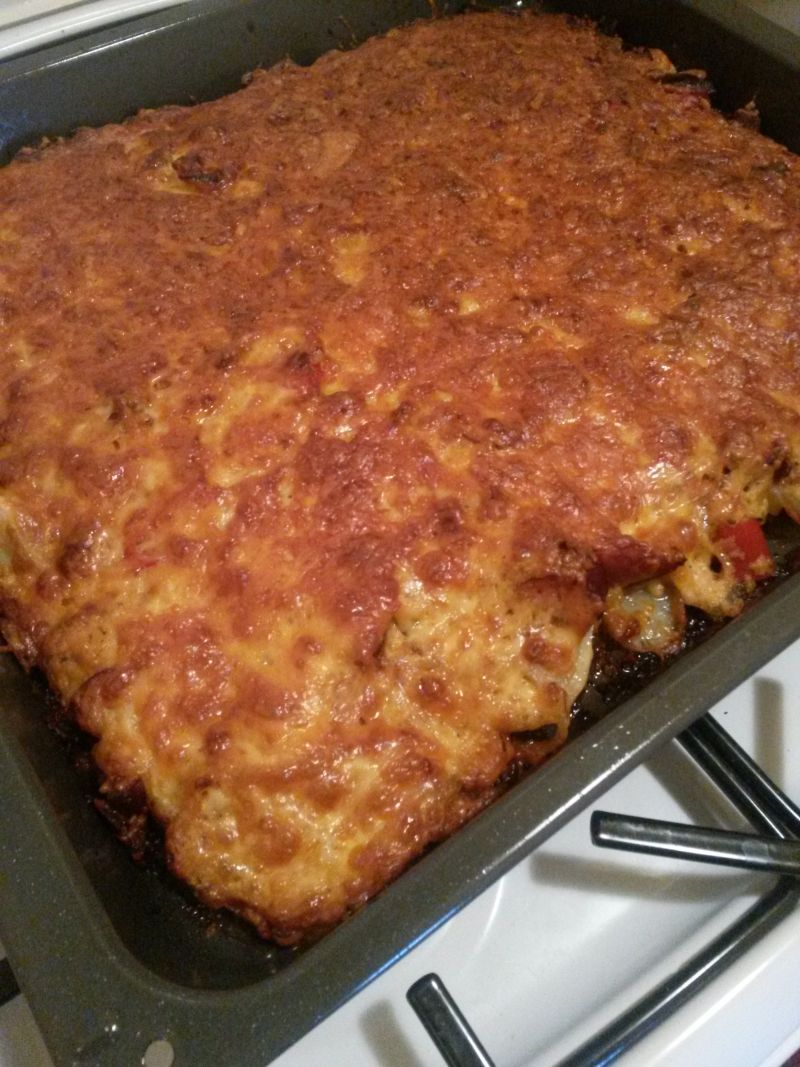 Zapiekanka ziemniaczana z boczkiem.