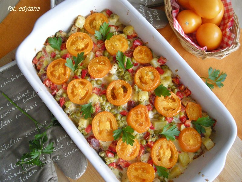 Zapiekanka ziemniaczana z grillowanym mięsem