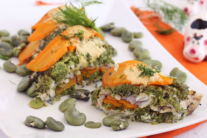 Zapiekany dorsz z pesto z bobu