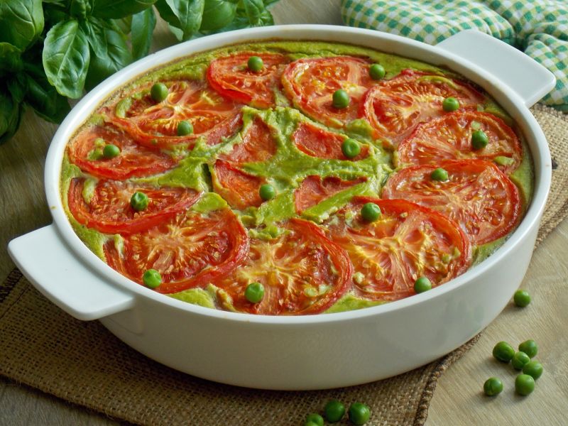 Zapiekany łosoś z zielonym groszkiem Zapiekany łosoś z zielonym groszkiem