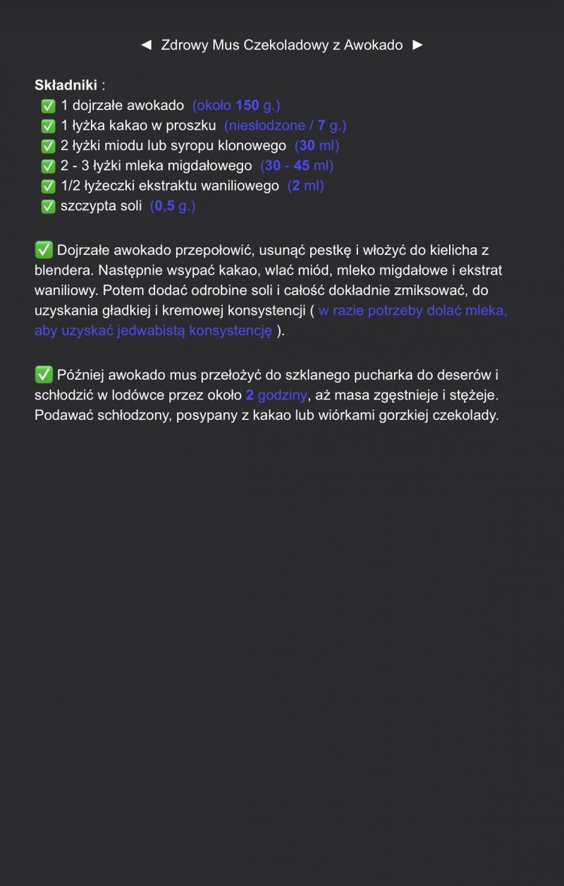 Zdrowy mus czekoladowy z awokado