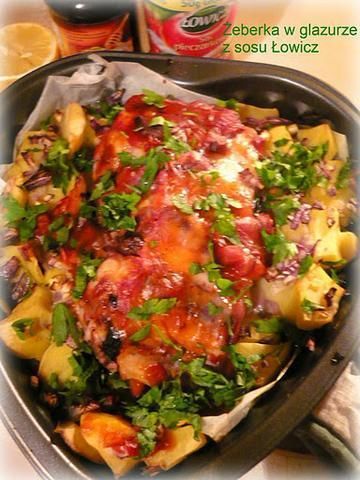 Żeberka w glazurze  z sosu Łowicz Żeberka w glazurze  z sosu Łowicz