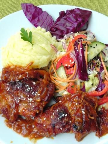 Żeberka w słodko - pikantnej bejcy