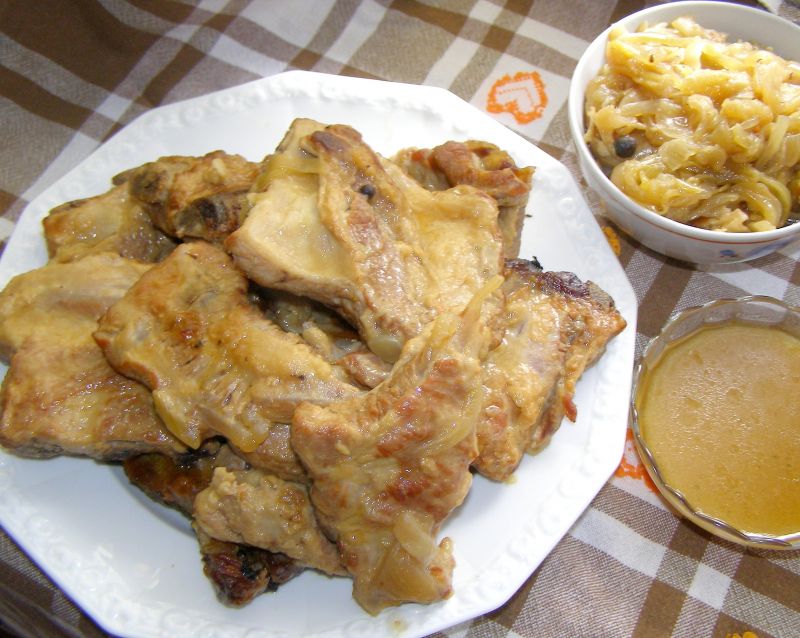 Żeberka w sosie cebulowym z szybkowara Żeberka w sosie cebulowym z szybkowara