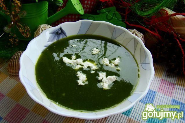 Zielony barszcz podany z fetą  Zielony barszcz podany z fetą