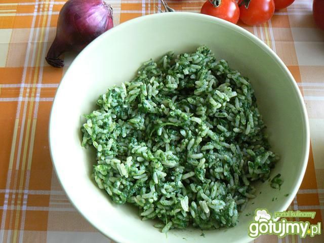  Zielony ryż z krewetkami 