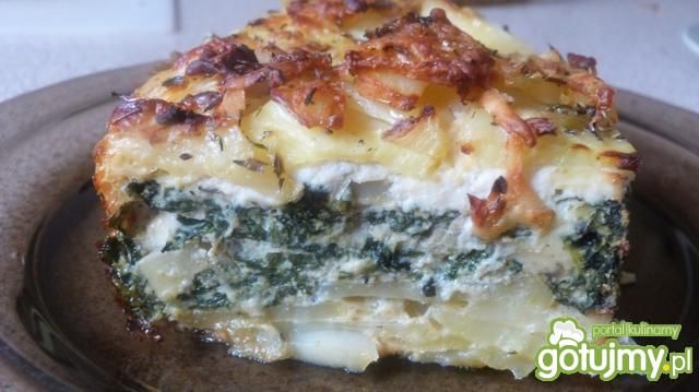 Ziemniaczana zapiekanka ze szpinakiem