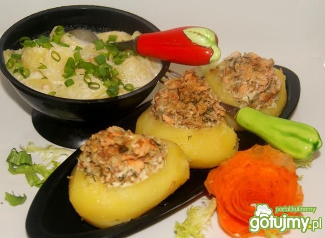 Ziemniaki faszerowane pstrągiem