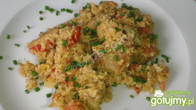 Ziemniaki smażone z jajkami i pomidorem Ziemniaki smażone z jajkami i pomidorem