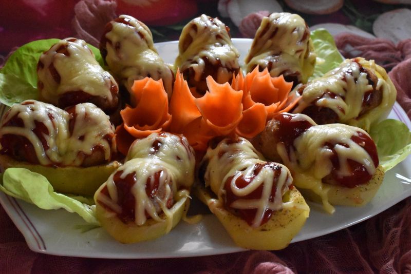 Ziemniaki z kotlecikami Ziemniaki z kotlecikami