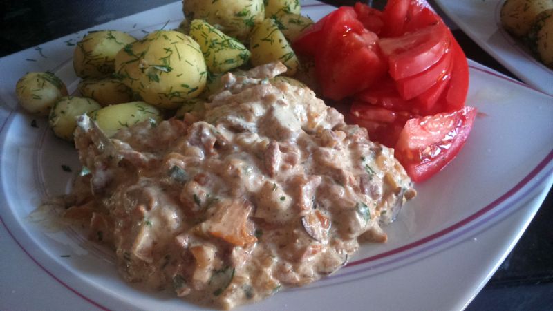 Ziemniaki z sosem kurkowym