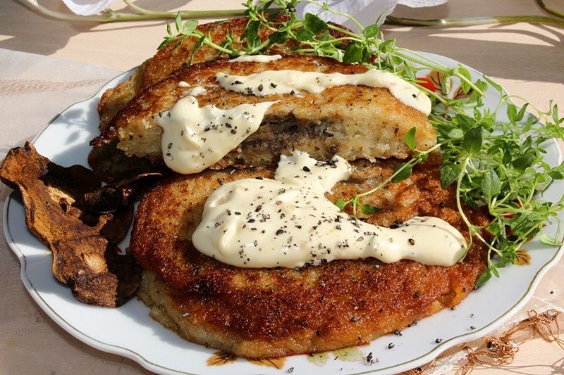 Ziołowe placki ziemniaczane z farszem grzybowym Ziołowe placki ziemniaczane z farszem grzybowym