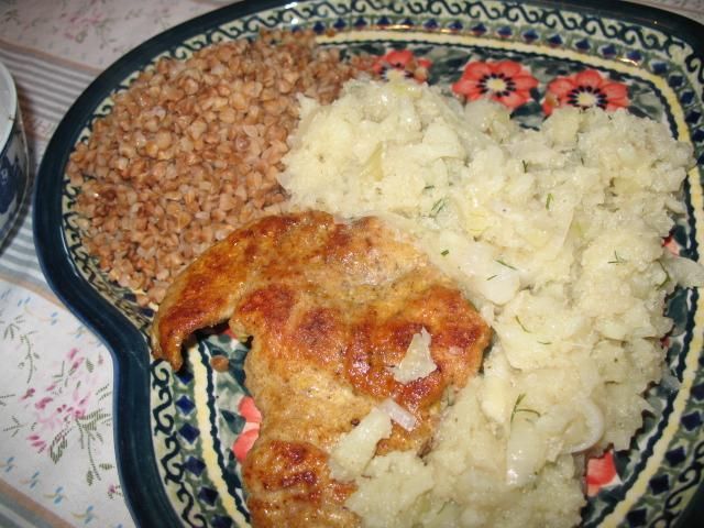 Złocisty indyk na puree z kalafiora