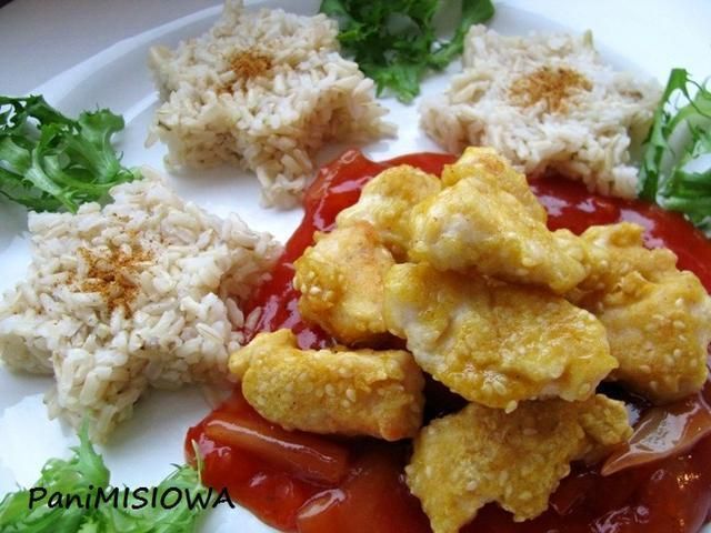 Złoty kurczak z sosem słodko-kwaśnym