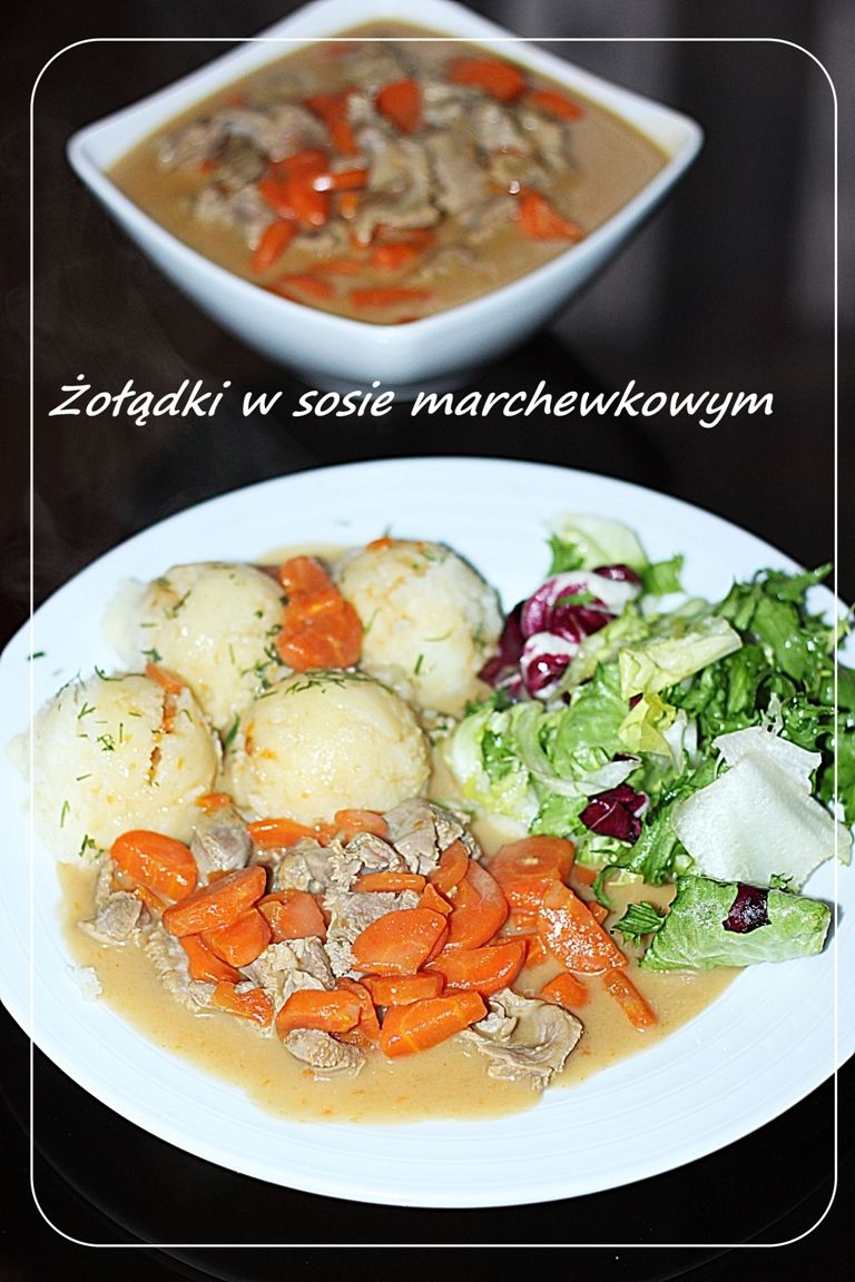 Żołądki drobiowe w sosie marchewkowym  Żołądki drobiowe w sosie marchewkowym