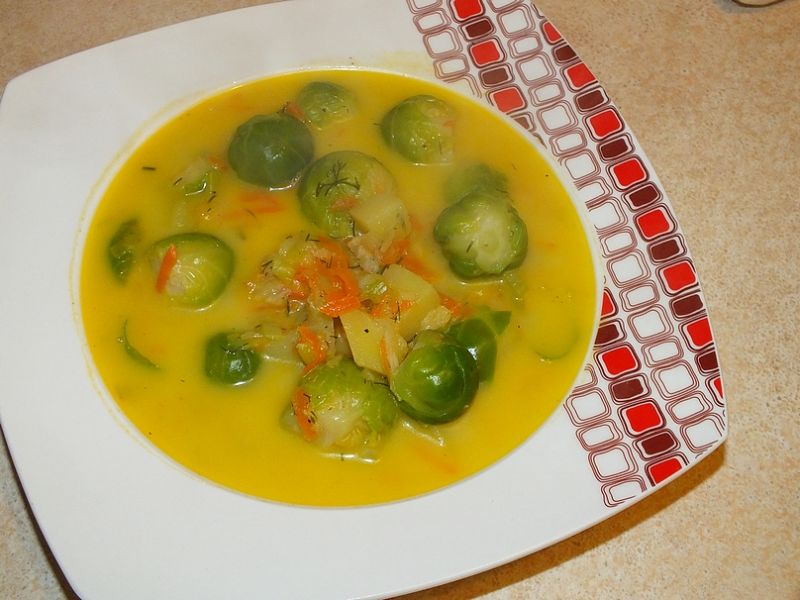 Zupa brukselkowa z tartymi warzywami Zupa brukselkowa z tartymi warzywami