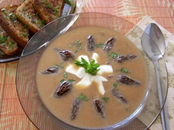 Zupa cebulowa ze smardzami  Zupa cebulowa ze smardzami